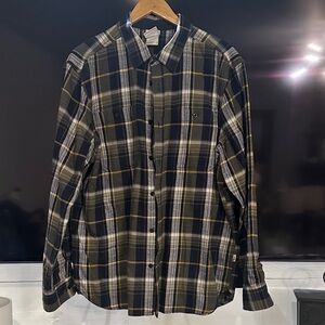 The North Face Men's Black and Yellow Plaid Shirt